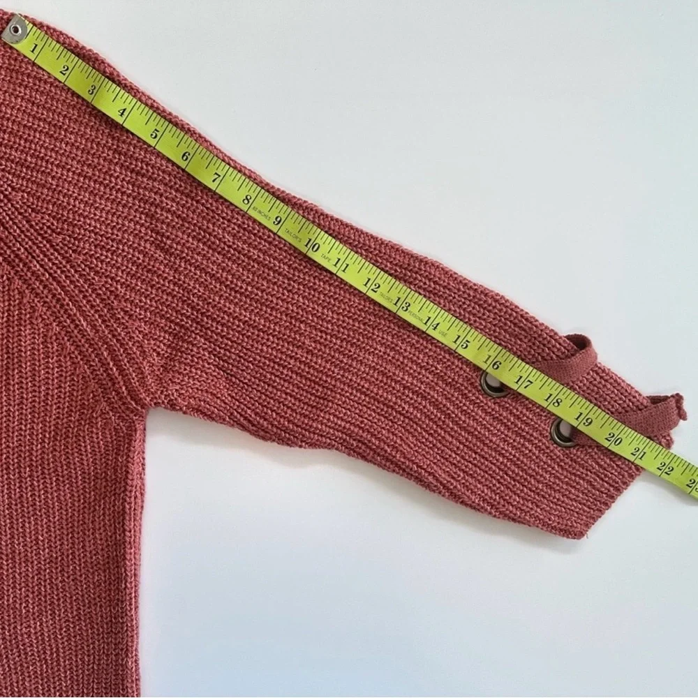2Bella Oversized Rust/Burnt Orange Lace Up Knit Sweater